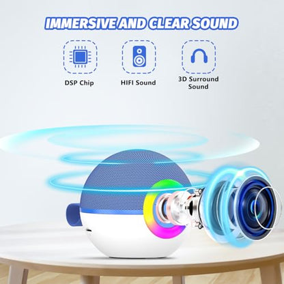 Mgaolo Mini Karaoke Machine for Kids Adults,Portable Bluetooth Speaker with 2 Wireless Microphones,Gift Toys with MP3 Player for Boys Girls 3-12 Year Old Birthday Family Home Party Present (Blue) - color: Blue 2mic
