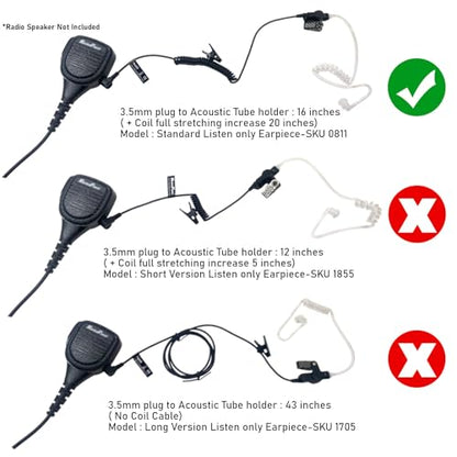 Maximalpower 3.5mm Surveillance Plug Coil Tube Earbud Audio Kit for Two-Way Radios RH617-1 N x 10 Pack - color: _10 Pack