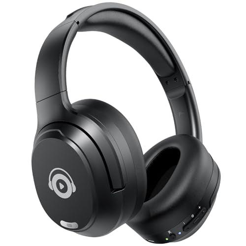 Hybrid Active Noise Cancelling Headphones, Bluetooth Headphones Wireless Over Ear with Transparency Mode, Deep Bass, Comfort Fit Ear Cups, 40 Hrs Playtime for Travel Home Office (Black)