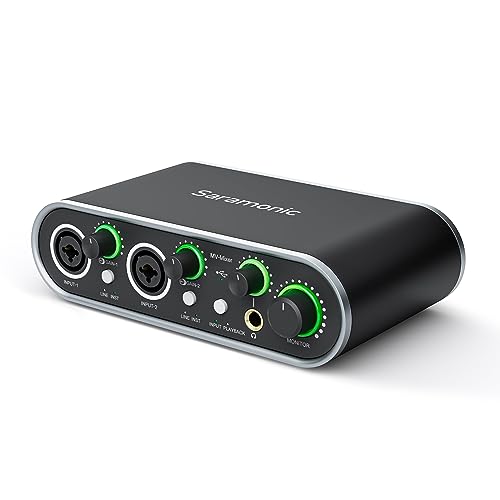 Saramonic MV-Mixer Dual-Channel XLR Audio Interface Mixer for Mac PC Recording Studio Singers Musicians Podcasters Guitar Sound Equipment, Real-Time and Playback Monitoring Music Production Software