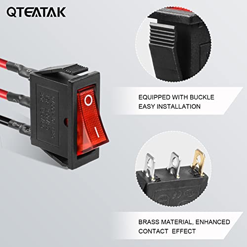 5Pcs Red LED Pre-Wired Mini Boat Rocker Toggle Switch - color: Red, size: AC 250V/15A 125V/20A - Pre-Wired