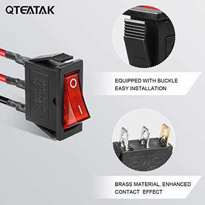 5Pcs Red LED Pre-Wired Mini Boat Rocker Toggle Switch - color: Red, size: AC 250V/15A 125V/20A - Pre-Wired