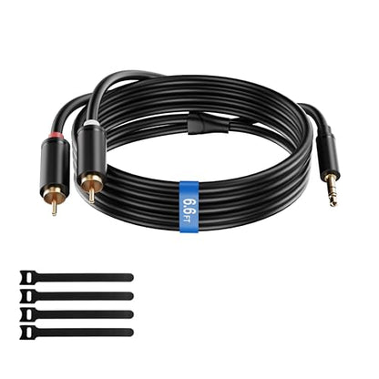 Vthahaby 3.5mm to RCA Cable, 6.6 FT, 1/8 Aux Male to Dual RCA Male