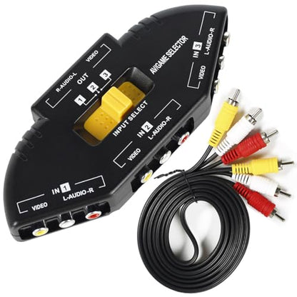 LEAGY 4 Way 4 in 1 Out Audio Video AV RCA Switch Game Selector Box Splitter