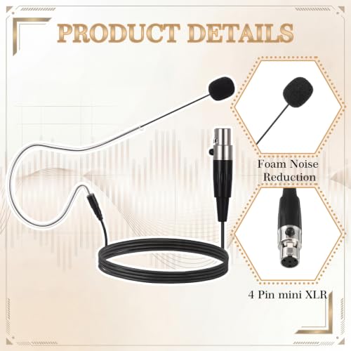 in Ear Back Electric Microphone Mini XLR Mic Over the Ear Microphones Headset Microphone 4 Pin Mini XLR Cable Wire and Windscreens Compatible with Shure, Black Color - color: Black Color, style: 4 Pin Mini XLR