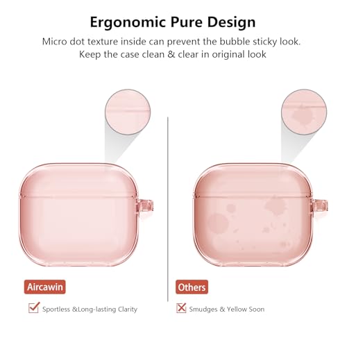 Aircawin Clear Case for Airpods 4, Full Protective Cover, Soft Transparent Shockproof TPU Case with Keychain - Pink - color: Clear Pink, size: Airpods 4