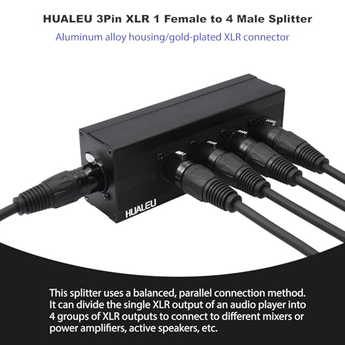 3Pin XLR 1 Female to 4 Male Splitter,4Way XLR Single Input to Four Output Parallel Connection Adapter,One Input to 4 Output Audio DMX Adapter - color: XLR 1 F TO 4M Adapter