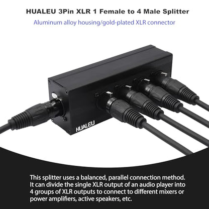3Pin XLR 1 Female to 4 Male Splitter,4Way XLR Single Input to Four Output Parallel Connection Adapter,One Input to 4 Output Audio DMX Adapter - color: XLR 1 F TO 4M Adapter