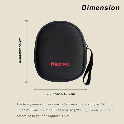 Headphone Storage Bag for Travel Carrying SBR Lightweight Headset Case | Bag for Foldable Over Ear Headphones/Neckband Earbuds, Fit for Sony, Skullcandy, Plantronics, Bose, Beats, JBL, Sennheiser