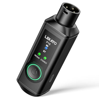 LEKATO XLR Bluetooth Receiver, BT 5.3, 48kHz/24bit, Wireless Bluetooth Adapter for Mixing Console Desk, Audio Mixers, PA Speakers, DJ Systems, 165ft Range, 15H Battery Life (1 Pack for Mono)