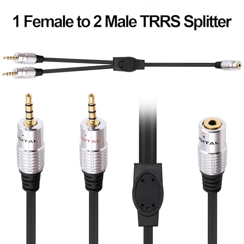 3.5mm Headphone Splitter Audio Y Cable Adapter 3.5mm TRRS Stereo 1 Female to 2 Male Micphone Extension Cable Cord for Phones Tablets Game Console-0.5M/1.64FT(Female to 2 Male) - style: female to 2 male