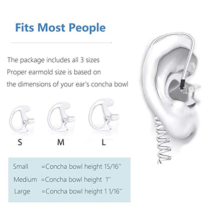 Replacement Earmold Earpiece Earbud Earplug Ear Mold for Walkie Talkie Acoustic Tube Earpiece,Soft Silicone Earmould Replacement Earpiece Insert for Two Way Radio Air Acoustic Headset (Pair of 12) - color: 12 pair(3 Larger+6 Medium+3 Small)