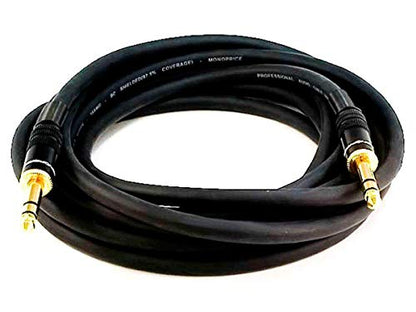 Monoprice Premier Series 1/4 Inch (TRS) Male to Male Cable Cord - 75 Feet- Black 16AWG (Gold Plated) - size: 75ft
