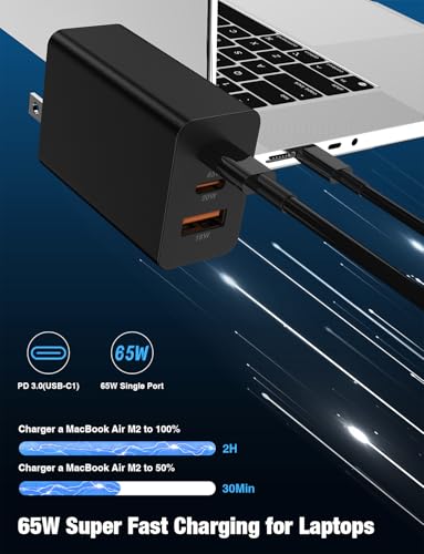 Hzevn 2Pack 85W USB C Wall Charger Block, 3-Port 100W USB C Charging Adapter,Multi Super Fast Charging Power Plug Cube for MacBook Pro/Air,i-Pad Pro,i-Phone 16/15, Galaxy S25，White and Black - color: Black+White