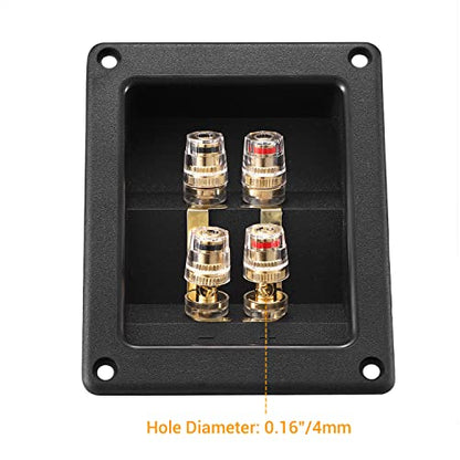 Facmogu 2PCS Rectangle 4-Way Speaker Terminal Box, Gold-Plated Terminal Cup - color: 4-way Rectangle