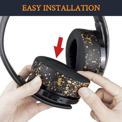 SOULWIT Earpads for Sony PS5 Pulse 3D Wireless Headset, Cooling Gel Replacement Ear Pad Cushions with Noise Isolation Foam - Black Gold - color: Black Gold