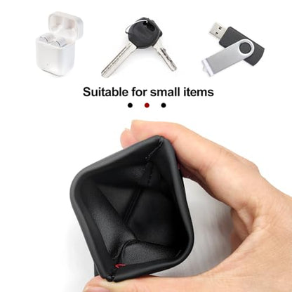 Quacc 3 PCS Earphone Pouch, PU Leather Headphone Storage Bag | Portable Earbud Pouch, Soft, Elastic Snap Spring Pouch for Storing Earphones, Coins, Keys, USB Flash Drives, Jewellery