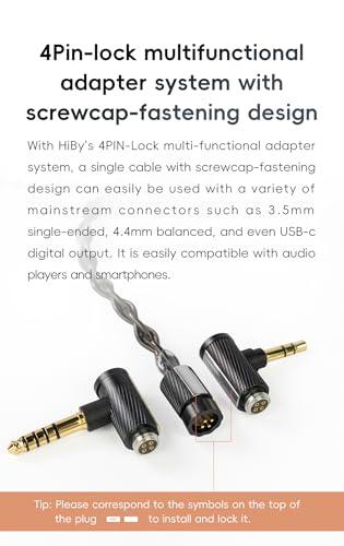 HiBy CuAg8 Balance Earphone Cable Coaxial Silver-Plated Copper Litz Type5 Coaxial Shielding 4Pin-Lock Plugs 3.5mm+4.4mm Jack