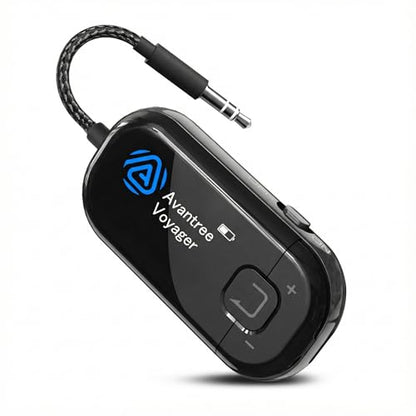 Avantree Voyager HA - Premium OLED Display Auracast Transmitter | for Auracast-Enabled Hearing Aids, Volume Control, Bluetooth 5.4, Qualcomm Chip, Firmware Updates, AUX for Airplane PC Gym