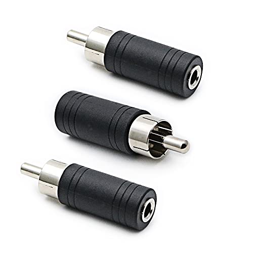 3.5mm Female to RCA Male Adapter 3-Pack RCA Plug to 1/8" Female Mono Jack Audio Connector Converter,for Receiver, Subwoofer, Speaker, Audio Equipment