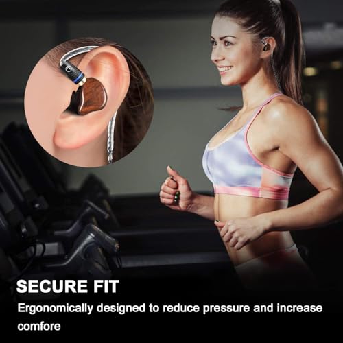 Dynamic Banlance in-Ear Earphone 2DD HiFi Headset in Ear Monitors Headphones Wired Earbuds IEM Earphones Gaming Earbuds（Wood Type-C Without mic）