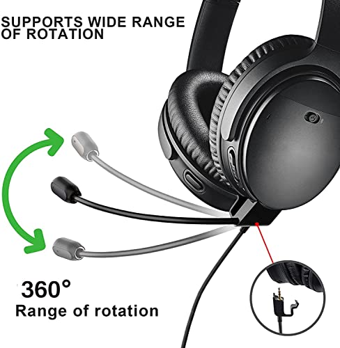 QC35 Boom Gaming Microphone Cable Compatible with Bose QC35 QC35 II Headphones, Noise Cancelling Boom Mic Cable Cord with Mute Switch for PS4/PS5, XBOX One, PC, Laptop, Mac, Smartphone, 3.9ft