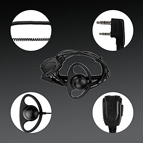 Retevis Walkie Talkie Earpiece with Mic, for RT22/RT68/RT21/H777/RT27 - style: D-Type with Coil Tube