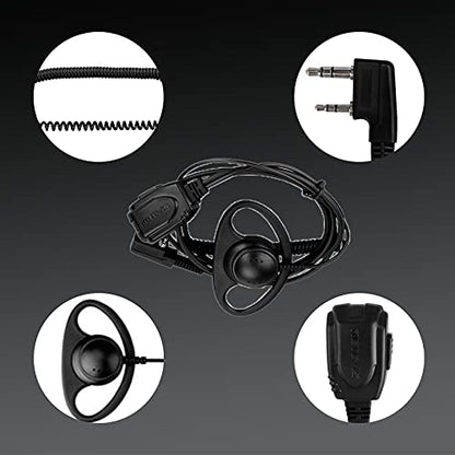 Retevis Walkie Talkie Earpiece with Mic, for RT22/RT68/RT21/H777/RT27 - style: D-Type with Coil Tube