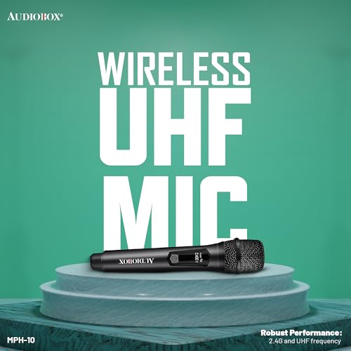 Audiobox UHF Wireless Microphone, Rechargeable Karaoke Mic, Black (2 Pack) | 160ft Wireless Range, Low-Latency Audio, Metal Housing, USB-C Charging, LED Indicator, PA & Mixer Compatible
