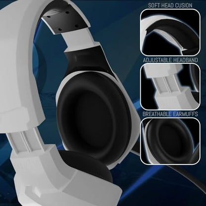 Orzly Gaming Headset (White) for PC and Gaming Consoles PS5, PS4, Xbox Series X | S, Xbox ONE, Nintendo Switch & Google Stadia Stereo Sound with Noise Cancelling mic - Hornet RXH-20 Siberia Edition - color: White