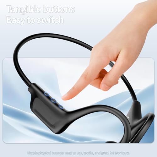 Open Ear Bone Conduction Headphones Bluetooth 6.0 Sports Earbuds with Mic, IPX7 Waterproof Sweatproof Headset for Running, Cycling, Lightweight Stereo Sound with Fast Charging