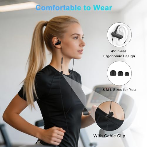 3.5mm Headphones Over Ear Wired Earbuds with Microphone & Ear Hooks | In-Ear Earphone Wired Earbuds With Loop Mic Stereo Plug in Buds for Chromebook Laptops/Samsung A25 A15 A14/Mp3 Running School