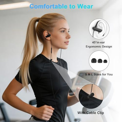 3.5mm Headphones Over Ear Wired Earbuds with Microphone & Ear Hooks | In-Ear Earphone Wired Earbuds With Loop Mic Stereo Plug in Buds for Chromebook Laptops/Samsung A25 A15 A14/Mp3 Running School