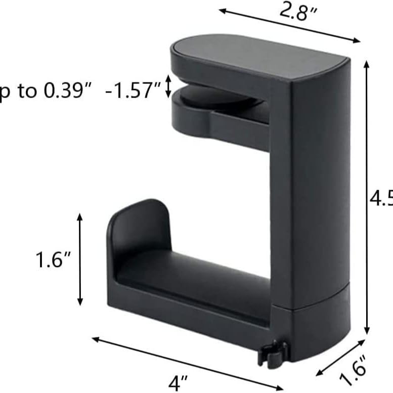 No-Drill Desk Clamp Headphone Hook – 360° Rotating Headphone Stand with Multi-Functional Storage Hanger for Office, Gaming & Home Use (Double Hook Black) - color: Double hook Black