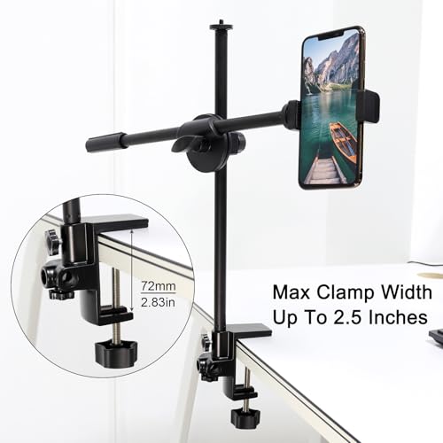 RTNLIT Desk Lamp Clamp, 0.49in/12.5mm 4 Hole Metal Table Mounting Clamp | Universal C Clamp for Magnifying Light/Microphone/Boom Scissor Arm, Fits up to 2-1/2 inches Desktop Thickness - color: Black