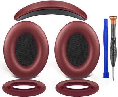 SOULWIT Replacement Kit for Bose QC15/QC2 QuietComfort Headphones, Ear Pads Cushions + Headband + Silicone Earpads Cover Protector - Burgundy - color: Burgundy