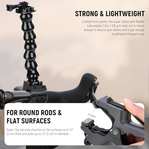 NEEWER Flexible Clamp Mount Compatible with GoPro DJI Action Cameras, GP-80 | Compatible with DJI Action 6 Osmo 360 Insta360 X5/4/3 AcePro series, Jaw Flex Super Clamp Holder Mount Accessories for Video