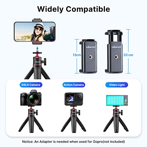ULANZI MT-08 Mini Extension Pole Tripod for Phone Camera | Extends to 21.3in, Phone Holder Included w Cold Shoe Mount, 2-in-1 Tripod Grip, for iPhone Android Canon Sony - color: Black