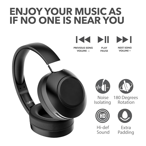 RCA Wave-54 Wireless Over-Ear Bluetooth Headphones, Hi-Res Audio, Deep Bass, Noise Cancelling, Bluetooth 5.3, Foldable Headset with Mic, 12H Playtime, Comfortable for Travel, Work & Gaming