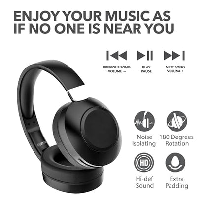 RCA Wave-54 Wireless Over-Ear Bluetooth Headphones, Hi-Res Audio, Deep Bass, Noise Cancelling, Bluetooth 5.3, Foldable Headset with Mic, 12H Playtime, Comfortable for Travel, Work & Gaming