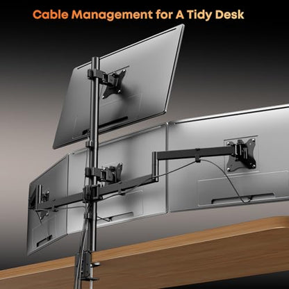 Quad Monitor Mount for 17-27 Inches - Fully Adjustable Heavy Duty 4 Monitor Arm Desk Mount, Max Load 22lbs per Screen, Clamp/Grommet, VESA 75/100 mm, Black - size: 27inch