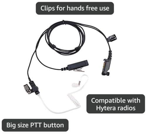 K-Storm PD682 PD602 Acoustic Tube Radio Earpiece for Hytera Walkie Talkie | Compatible with PD600 PD662 PD680 PD685 HP602 X1p X1e etc, PU Material, Black