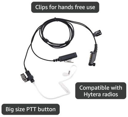 K-Storm PD682 PD602 Acoustic Tube Radio Earpiece for Hytera Walkie Talkie | Compatible with PD600 PD662 PD680 PD685 HP602 X1p X1e etc, PU Material, Black