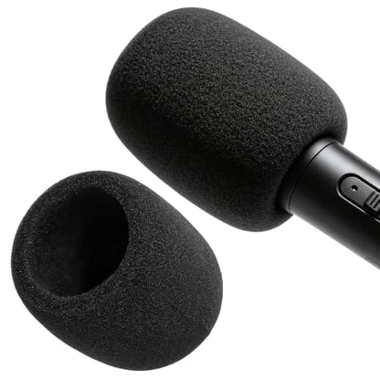 Foam Microphone Cover, 2Pcs Black Headset Mic Windscreen Covers, Soft Microphone Protectiors Caps for Standard Handheld Microphone, Studio, Podcast Recording, Host, Presenter, Anchor, KTV