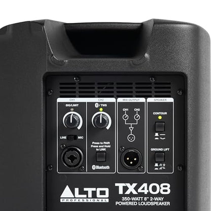 Alto TX408 350W 8" Powered PA Speaker | TWS Bluetooth, 2-Channel Mixer, and Monitor Mode for Bands, DJs, Rehearsals, and Venues - size: 8" PA Speaker
