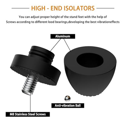 Audiocrast 4X HiFi Speaker Spikes Stand Feet Pads 30x33mm Isolation Feet, Aluminum Speaker Shock Absorber for Subwoofer Amp Turntables DAC