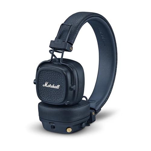 Marshall Major V Wireless On-Ear Bluetooth Headphones - 100+ Hr Playtime | Detachable Audio Cable | Microphone for Calls | Lightweight, Foldable Design for Travel - Midnight Blue - color: Midnight Blue