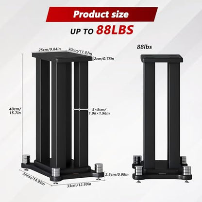 Universal Wooden Speaker Stands Pair, Heavy Duty Floor Standing Speaker Mount, Bookshelf & Studio Monitor Stands for Home Theater Surround Audio System (15.7in) - size: 15.7 in