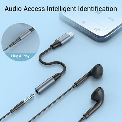 2pcs USB C to 3.5mm Female Headphone Jack Adapter - size: 4.6 IN-2PCS