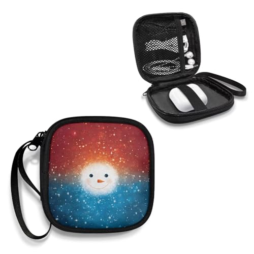 Christmas Snowman Face Headphones Carrying Case, Protective Shell Travel Bag for Cable, Charger Storage for Earphone, Earbud, Earpieces Headphone Bag Travel - color: Christmas Snowman Face